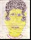 #12: Yellow-faced Woman w/ red & green collar. 8.5 x 11, crayon, pencil & colored pencil on Prison Training Report