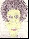 #13: Light-yellow faced Woman w/ lovely, detailed hair. 8.5 x 14, caryon, pencil & colored pencil on Prison Newsletter